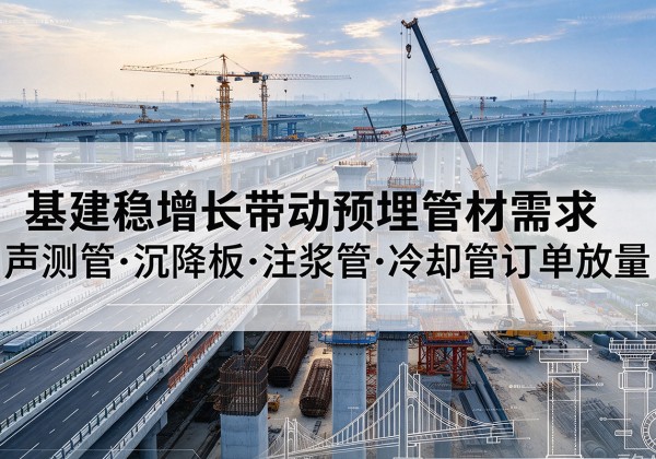 甘井子基建稳增长带动预埋监测管材需求，声测管、沉降板、注浆管订单持续放量
